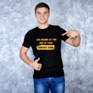 Zaawy's Comfort Zone Breaker Motivational T-Shirt-Black